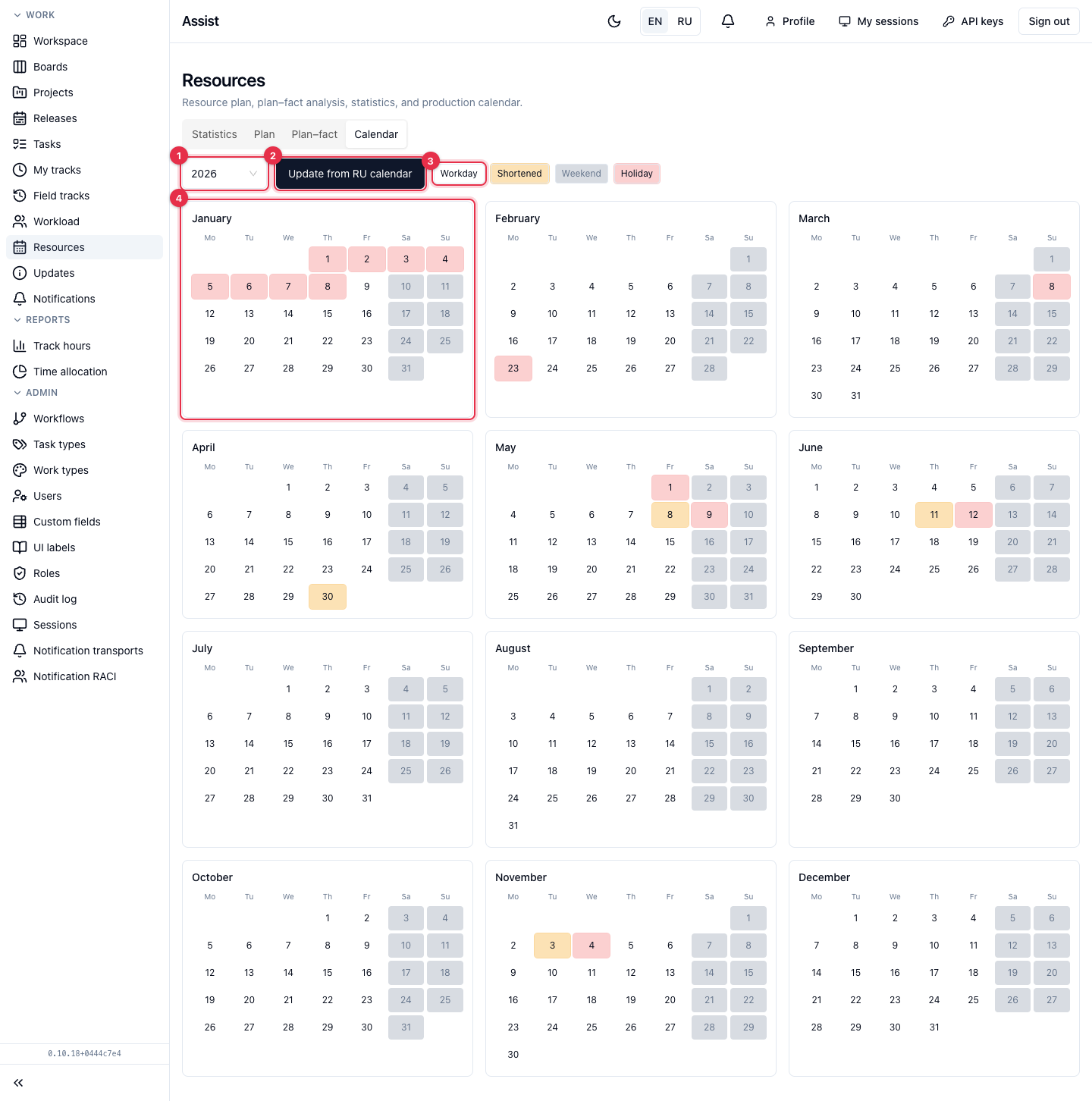 Production calendar