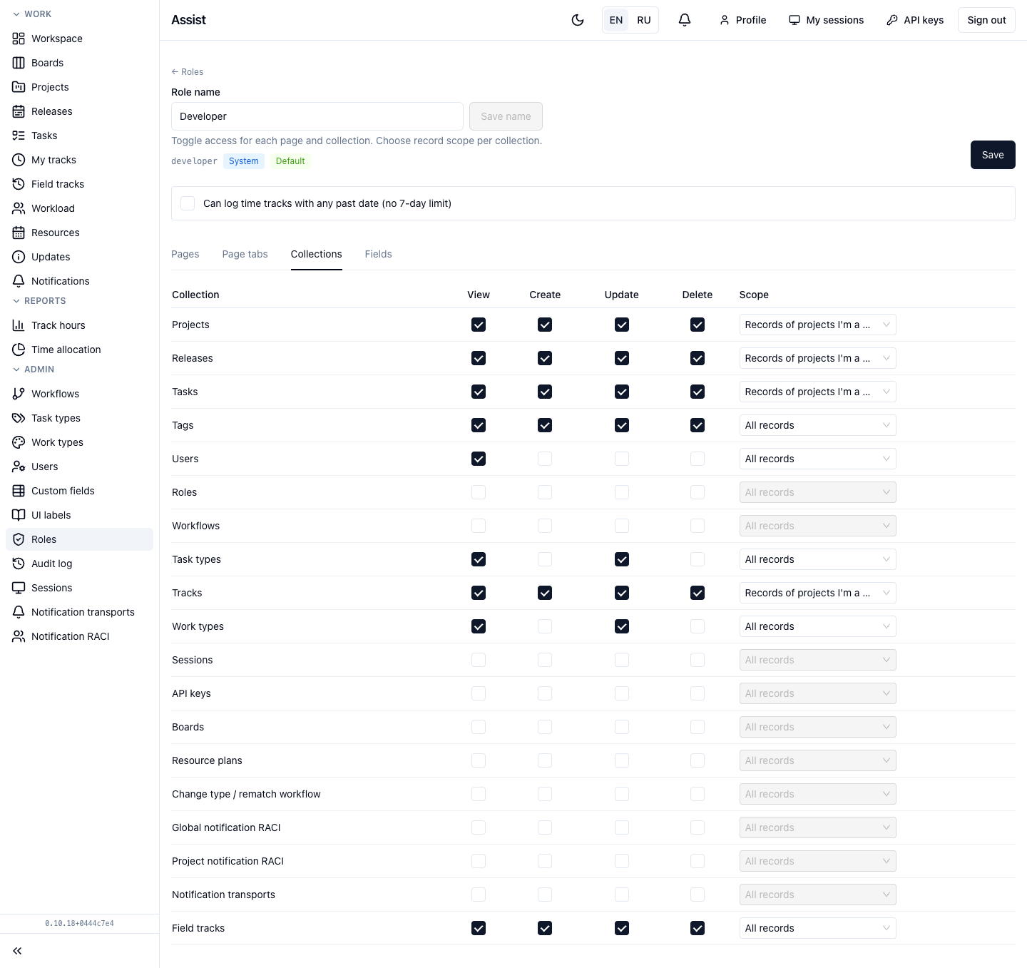Role permissions